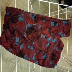 Floral rose TC LuLaRoe legging dark red